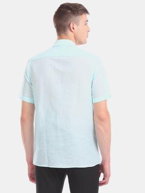 sea green solid formal shirt - 17618005 - Standard Image - 3