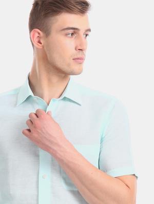 sea green solid formal shirt - 17618005 - Standard Image - 6