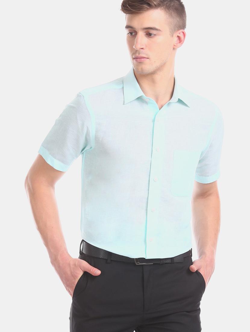 sea green solid formal shirt - 17618005 - Zoom Image - 1