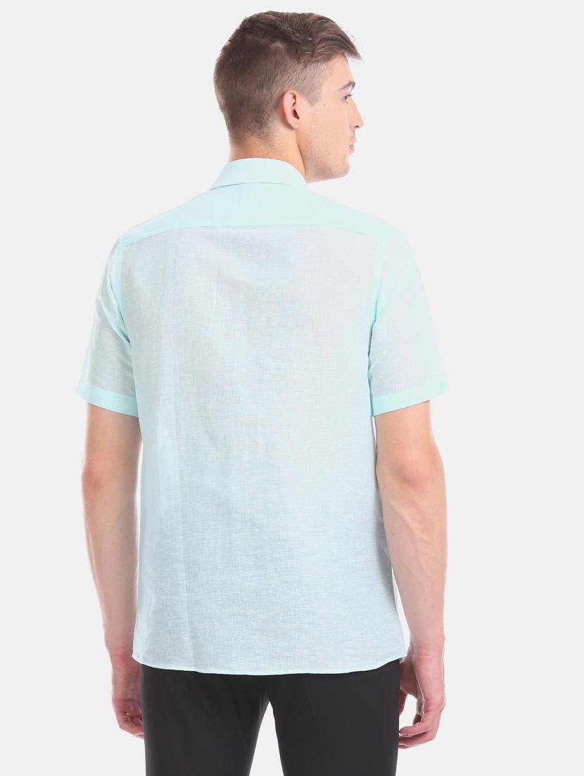 sea green solid formal shirt - 17618005 - Zoom Image - 3