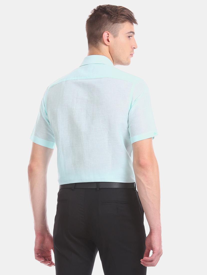 sea green solid formal shirt - 17618005 - Zoom Image - 4