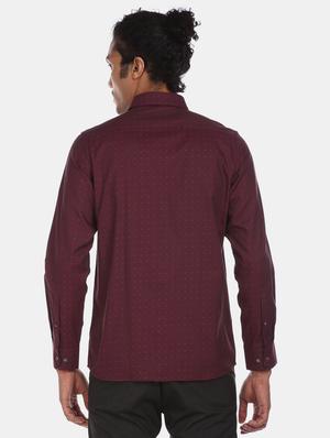 maroon self design formal shirt - 17618011 - Standard Image - 2