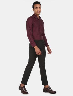 maroon self design formal shirt - 17618011 - Standard Image - 4