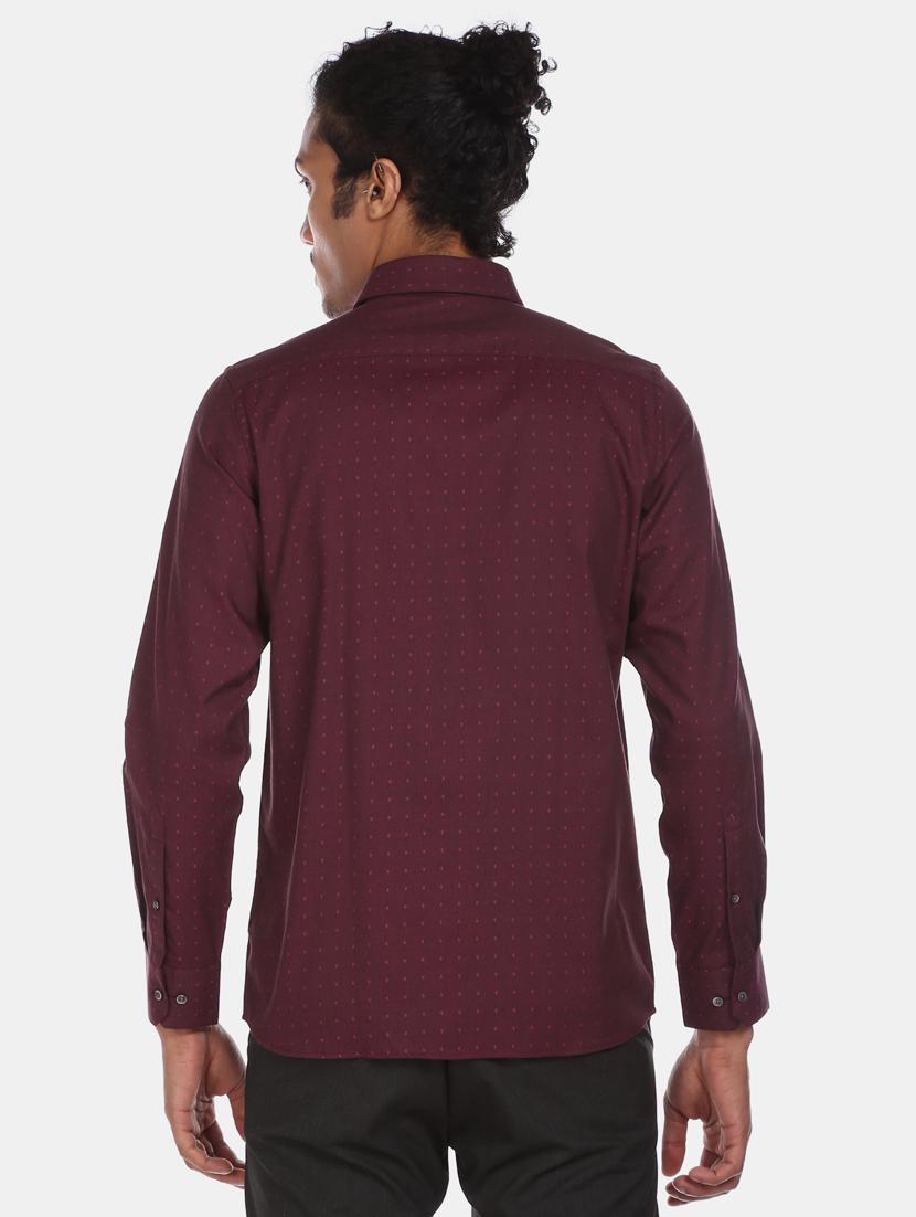 maroon self design formal shirt - 17618011 - Zoom Image - 2