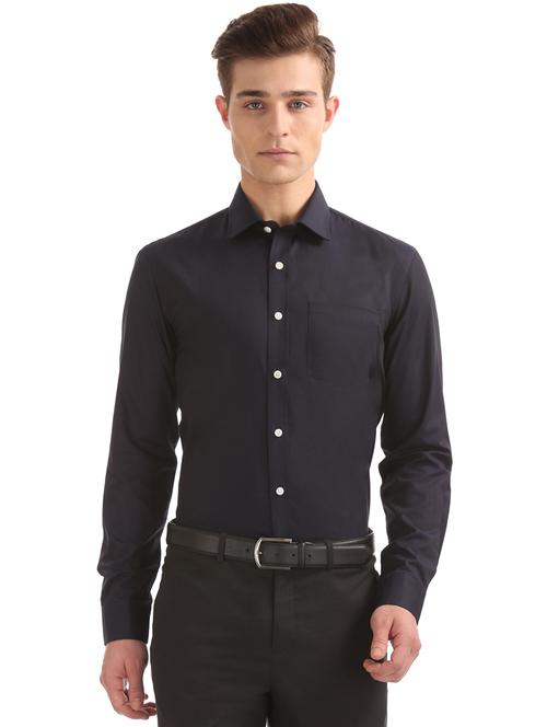 black solid formal shirt - 17618022 - Standard Image - 1