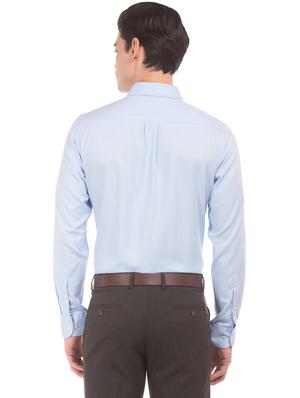 blue self design formal shirt - 17618028 - Standard Image - 3