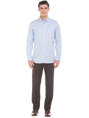 blue self design formal shirt - 17618028 - Standard Image - 4
