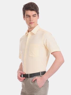 yellow solid formal shirt - 17618029 - Standard Image - 2