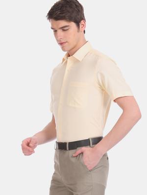 yellow solid formal shirt - 17618029 - Standard Image - 3