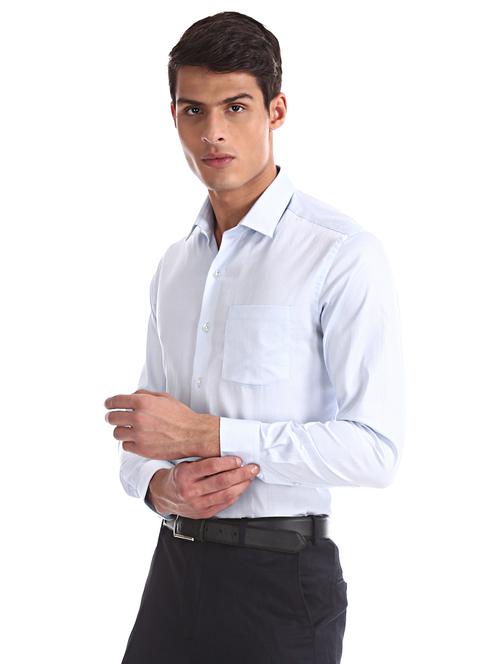 blue self design formal shirt - 17618036 - Standard Image - 1