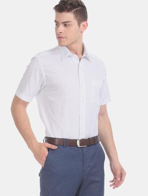 white printed formal shirt - 17618041 - Standard Image - 2