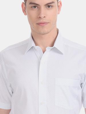 white printed formal shirt - 17618041 - Standard Image - 6