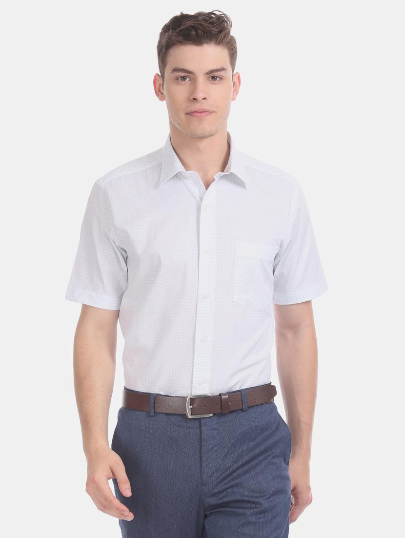 white printed formal shirt - 17618041 - Zoom Image - 1