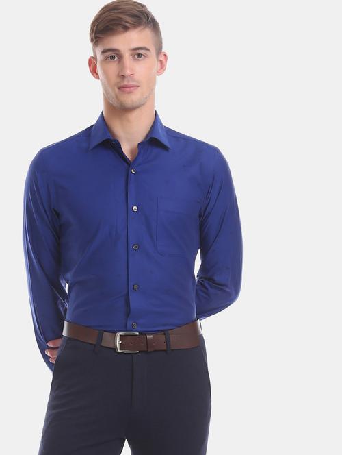 blue self design formal shirt - 17618045 - Standard Image - 1