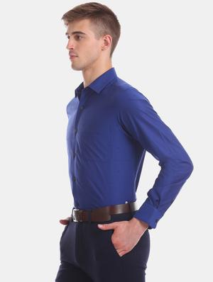 blue self design formal shirt - 17618045 - Standard Image - 2