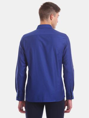 blue self design formal shirt - 17618045 - Standard Image - 3