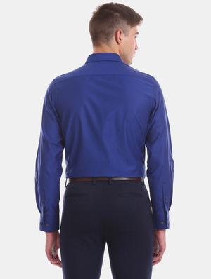 blue self design formal shirt - 17618045 - Standard Image - 4