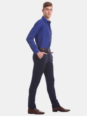 blue self design formal shirt - 17618045 - Standard Image - 5