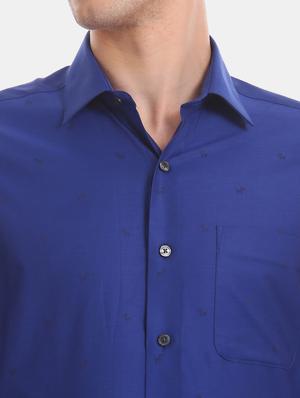 blue self design formal shirt - 17618045 - Standard Image - 6