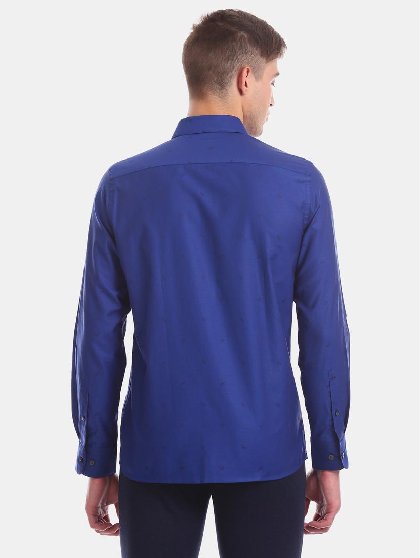 blue self design formal shirt - 17618045 - Zoom Image - 3