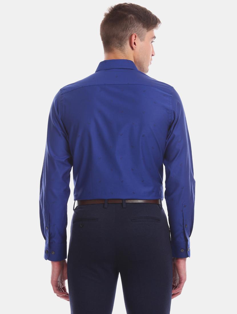 blue self design formal shirt - 17618045 - Zoom Image - 4