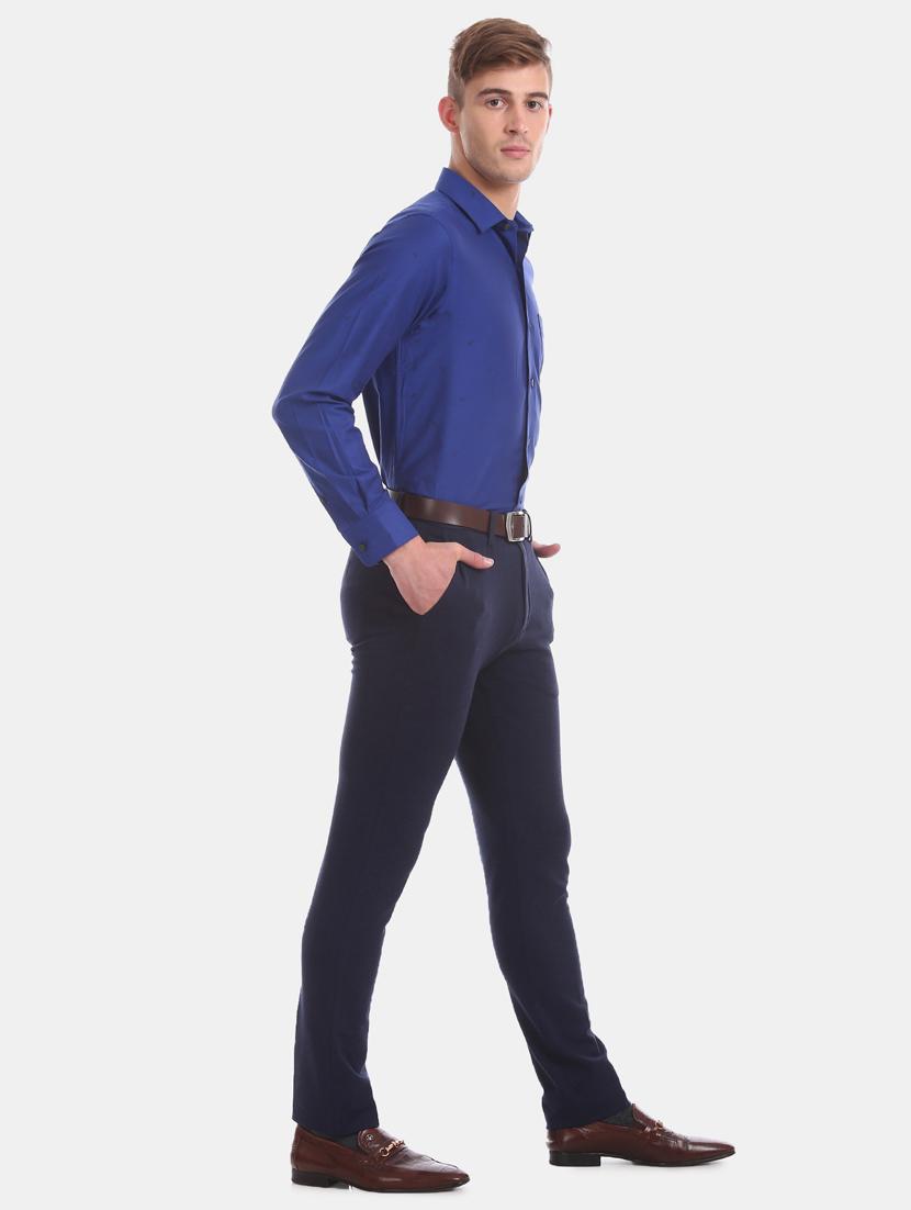 blue self design formal shirt - 17618045 - Zoom Image - 5