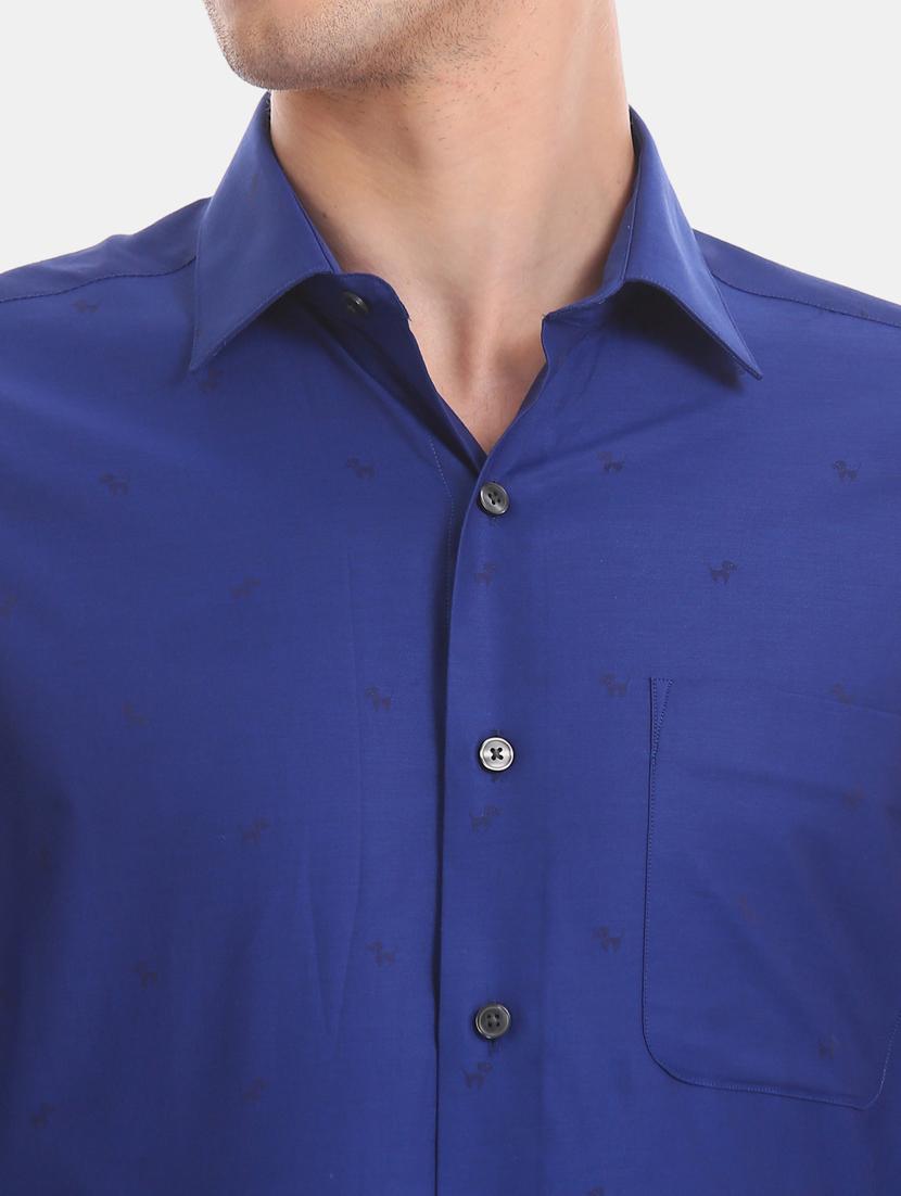 blue self design formal shirt - 17618045 - Zoom Image - 6