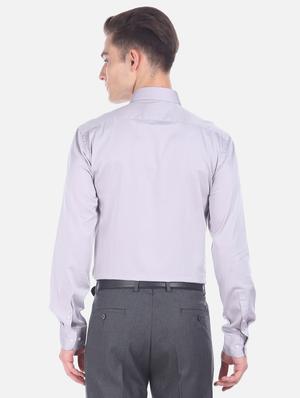 grey solid formal shirt - 17618052 - Standard Image - 2
