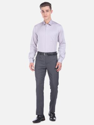 grey solid formal shirt - 17618052 - Standard Image - 4
