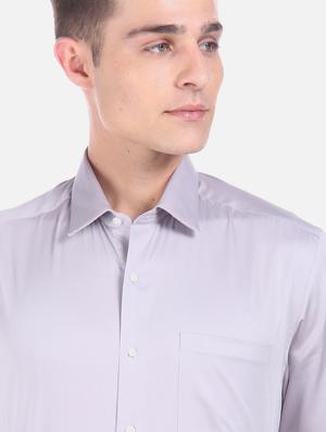 grey solid formal shirt - 17618052 - Standard Image - 5