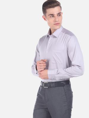 grey solid formal shirt - 17618052 - Standard Image - 6