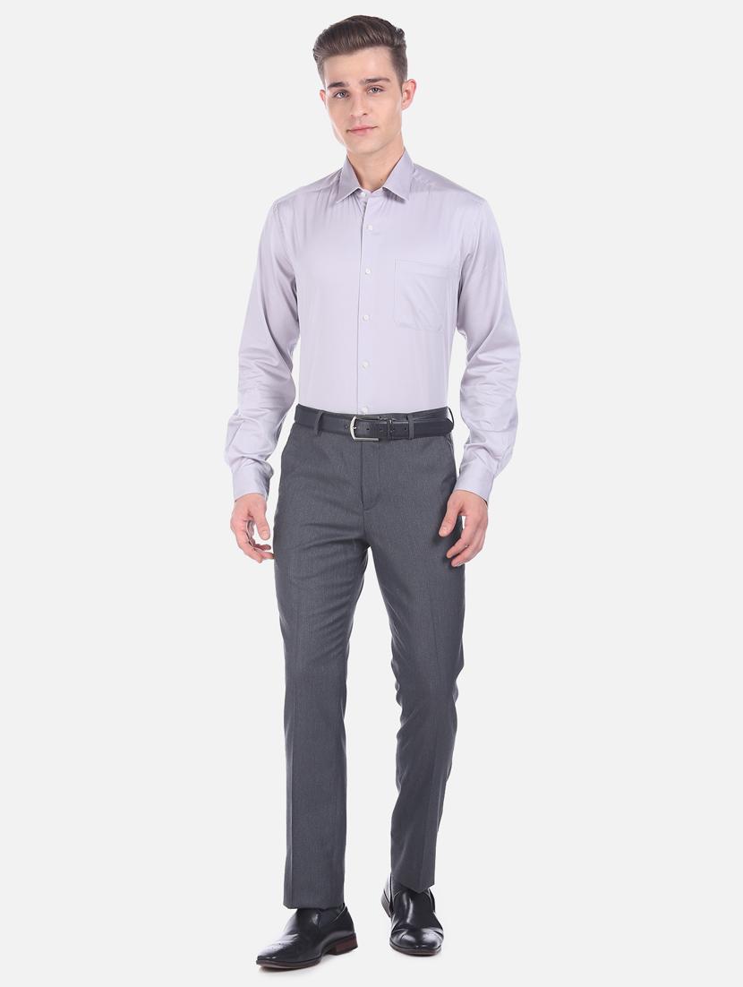 grey solid formal shirt - 17618052 - Zoom Image - 4