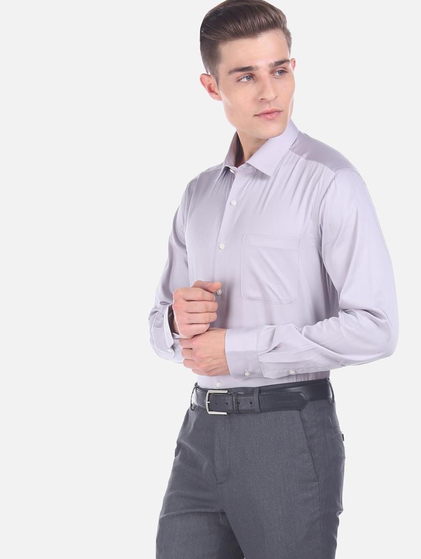 grey solid formal shirt - 17618052 - Zoom Image - 6