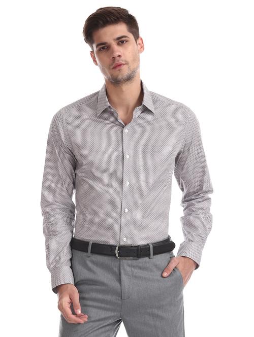 grey printed formal shirt - 17618057 - Standard Image - 1