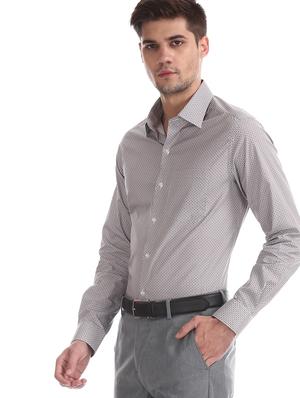 grey printed formal shirt - 17618057 - Standard Image - 2