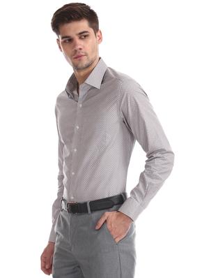 grey printed formal shirt - 17618057 - Standard Image - 3