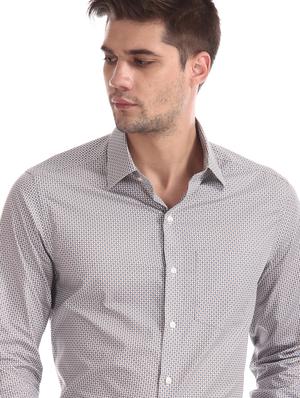 grey printed formal shirt - 17618057 - Standard Image - 6