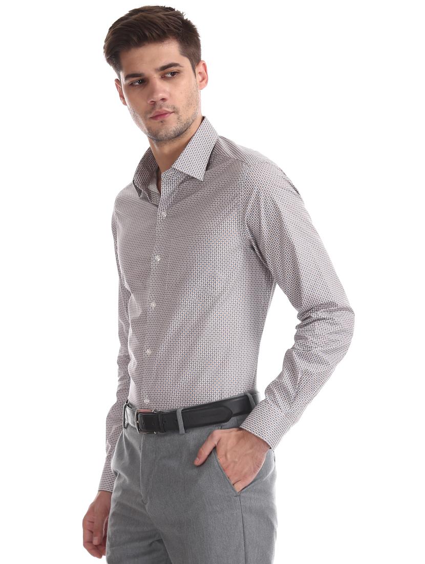grey printed formal shirt - 17618057 - Zoom Image - 3