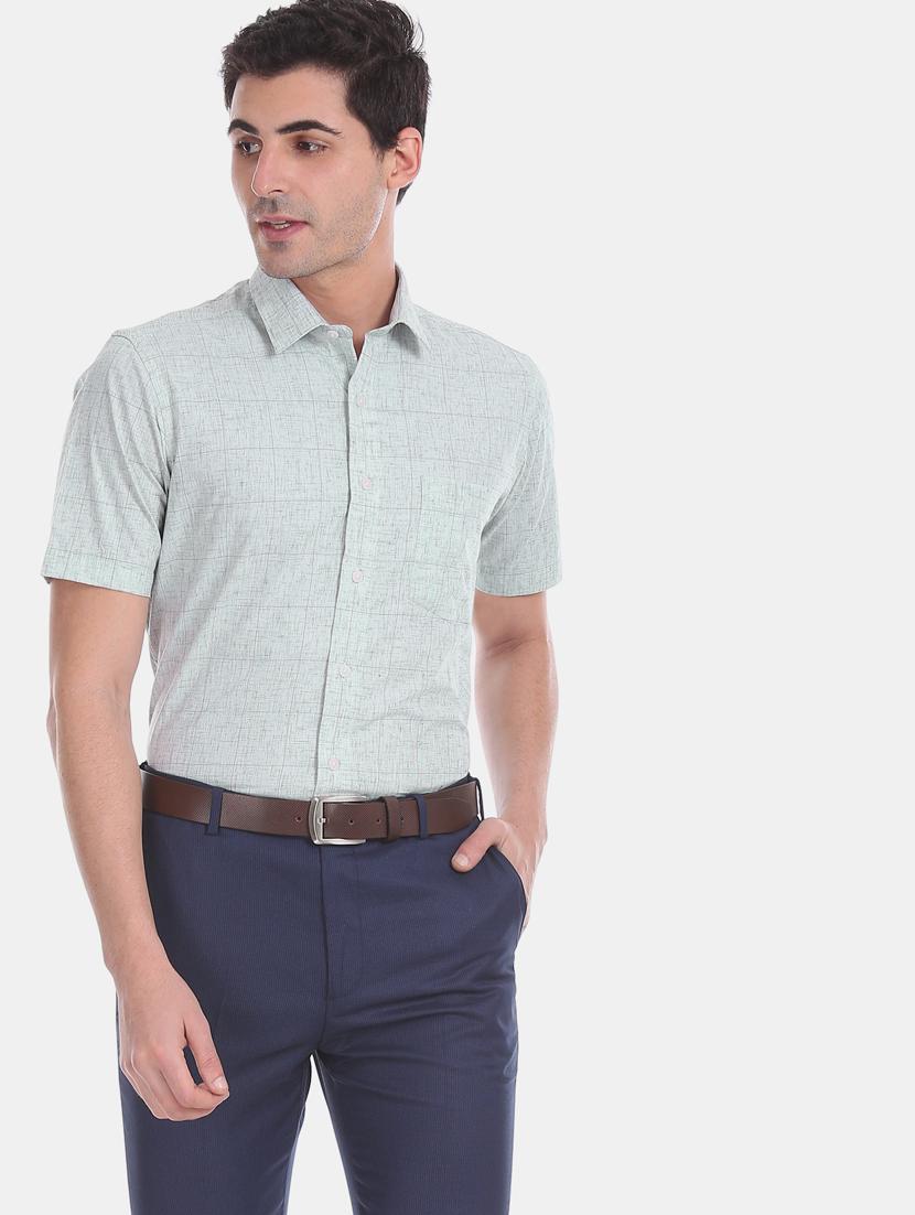 green checkered formal shirt - 17618059 - Zoom Image - 1