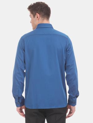 blue solid formal shirt - 17618078 - Standard Image - 3
