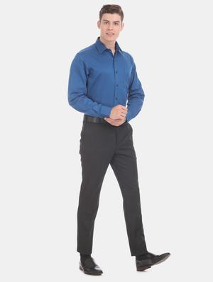blue solid formal shirt - 17618078 - Standard Image - 5