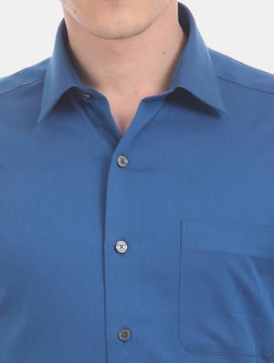 blue solid formal shirt - 17618078 - Standard Image - 6