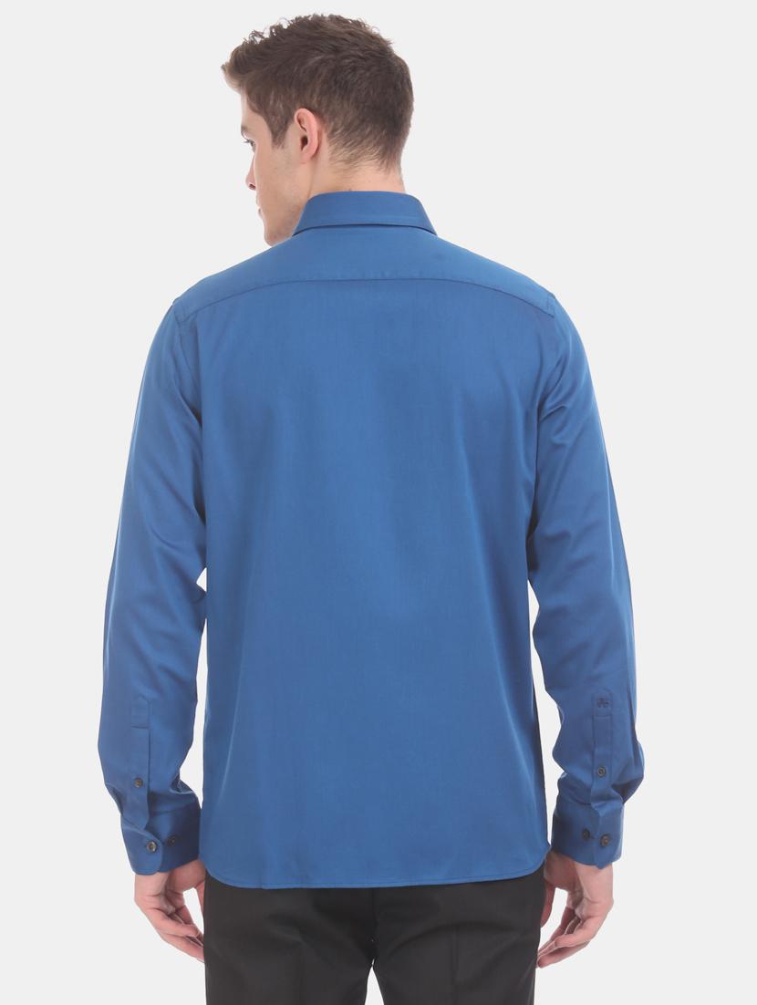 blue solid formal shirt - 17618078 - Zoom Image - 3
