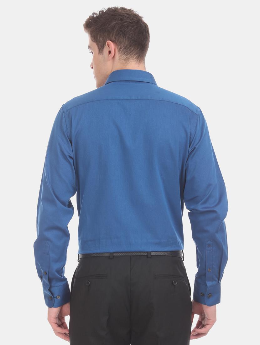 blue solid formal shirt - 17618078 - Zoom Image - 4