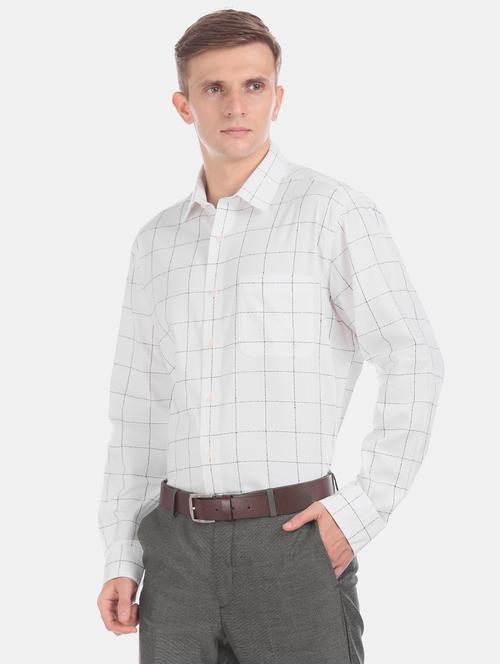 white checkered formal shirt - 17618082 - Standard Image - 1