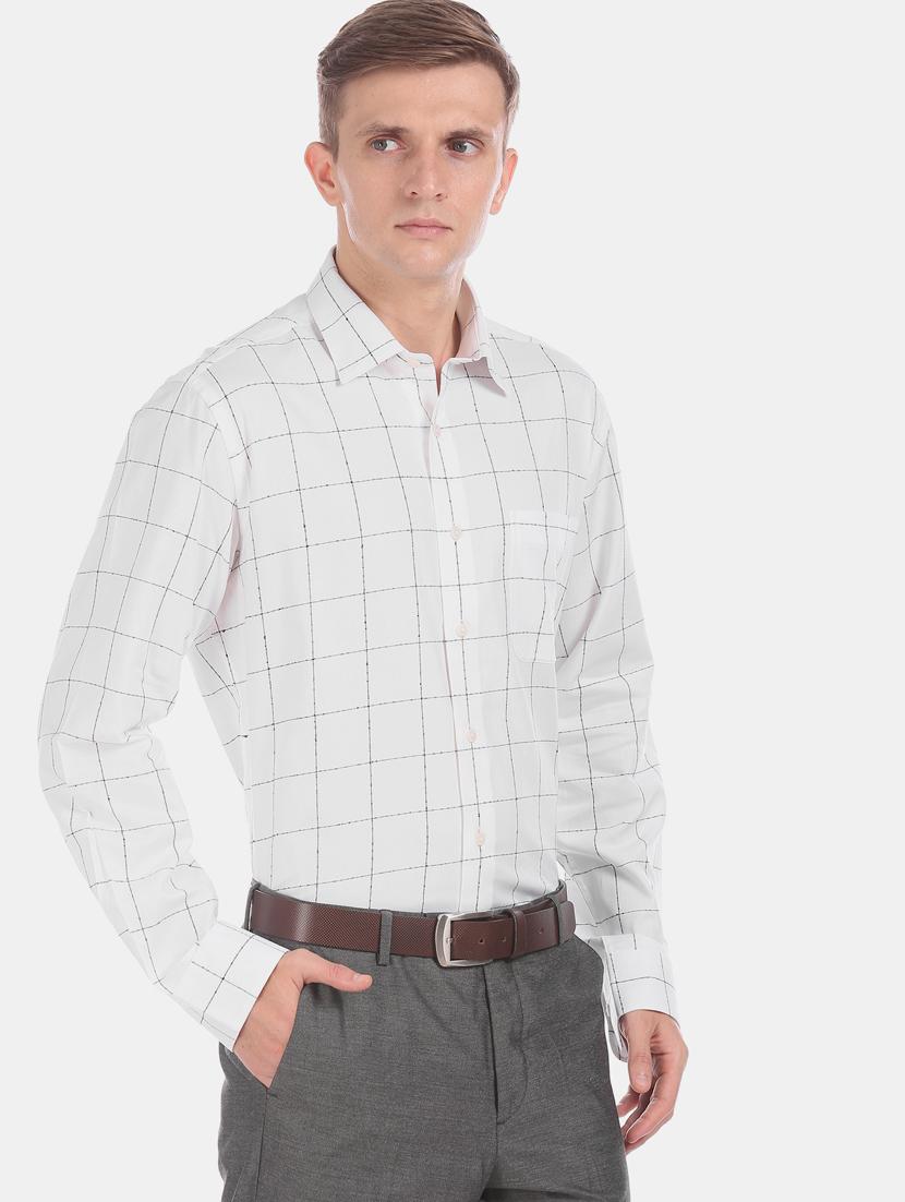 white checkered formal shirt - 17618082 - Zoom Image - 2