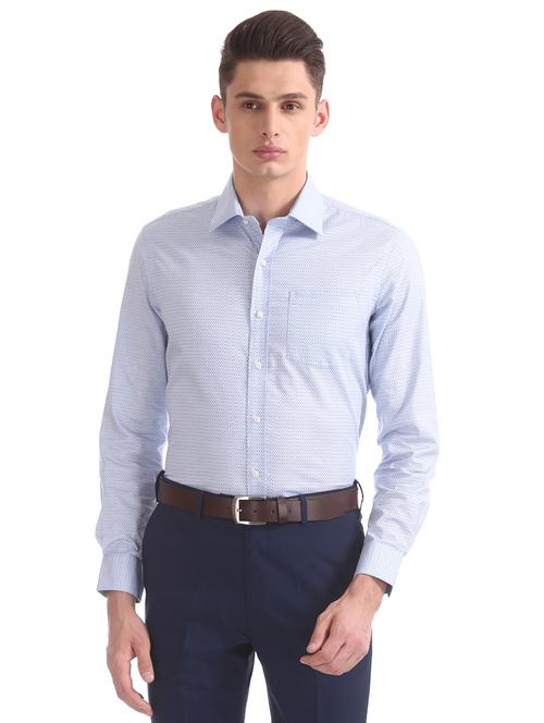blue printed formal shirt - 17618084 - Standard Image - 1