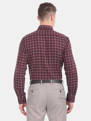 maroon checkered formal shirt - 17618088 - Standard Image - 3