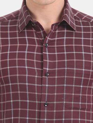 maroon checkered formal shirt - 17618088 - Standard Image - 6
