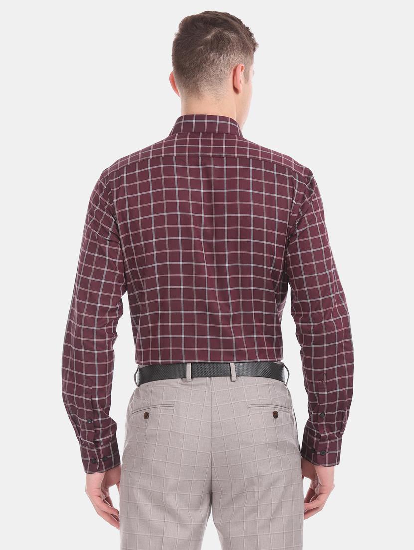 maroon checkered formal shirt - 17618088 - Zoom Image - 3